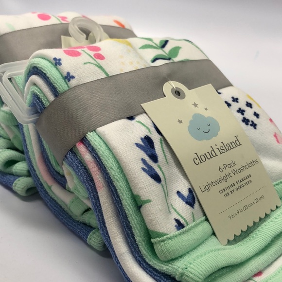 cloud island 6 pack lightweight washcloths